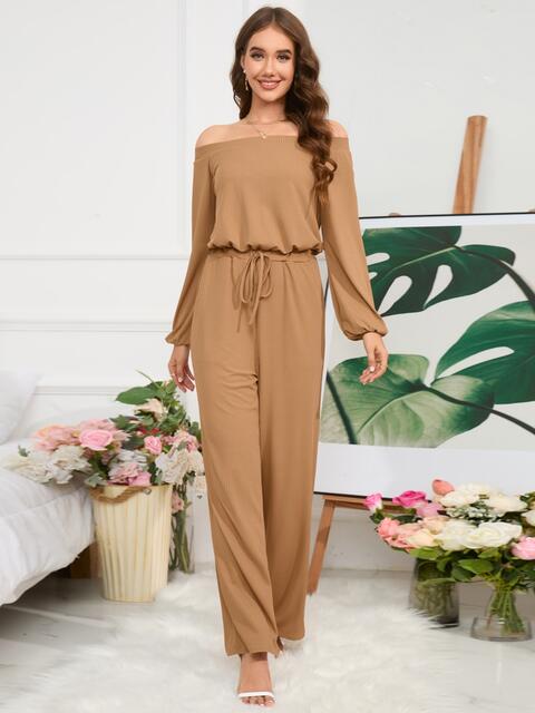 Off-Shoulder Straight Leg Jumpsuit