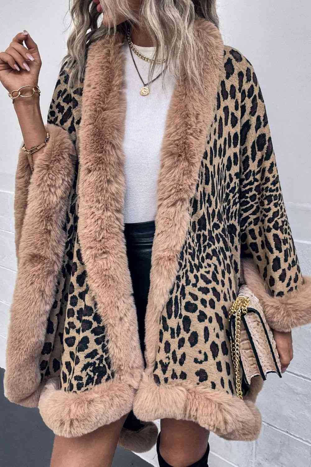 Leopard Open Front Poncho