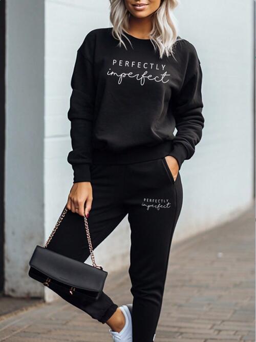 PERFECTLY IMPERFECT Graphic Sweatshirt and Sweatpants Set